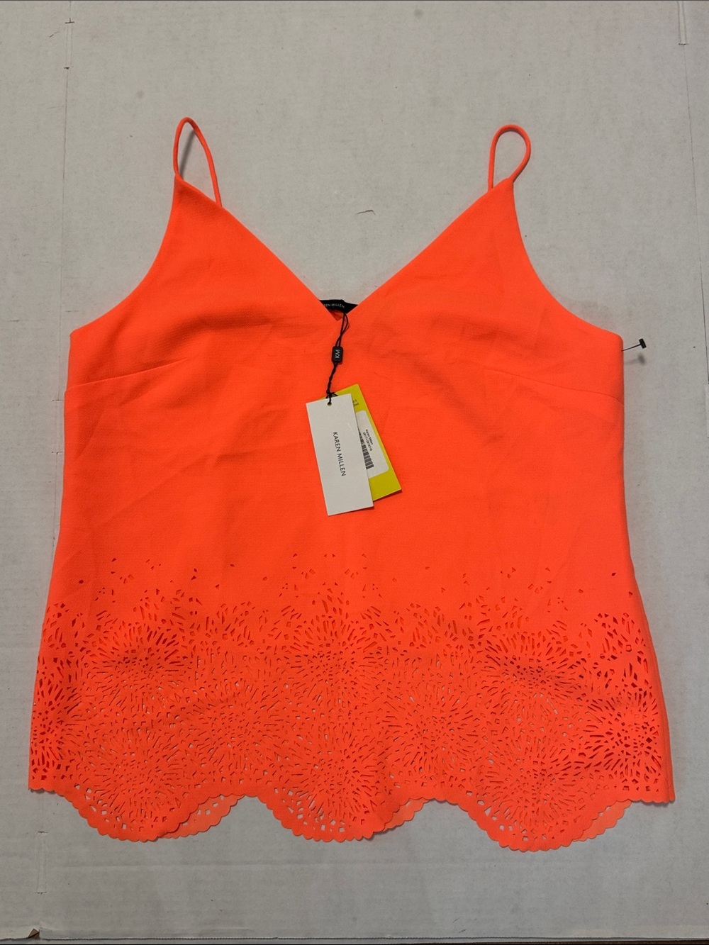 Karen Millen Neon Orange Laser-Cut Camisole New Size 12